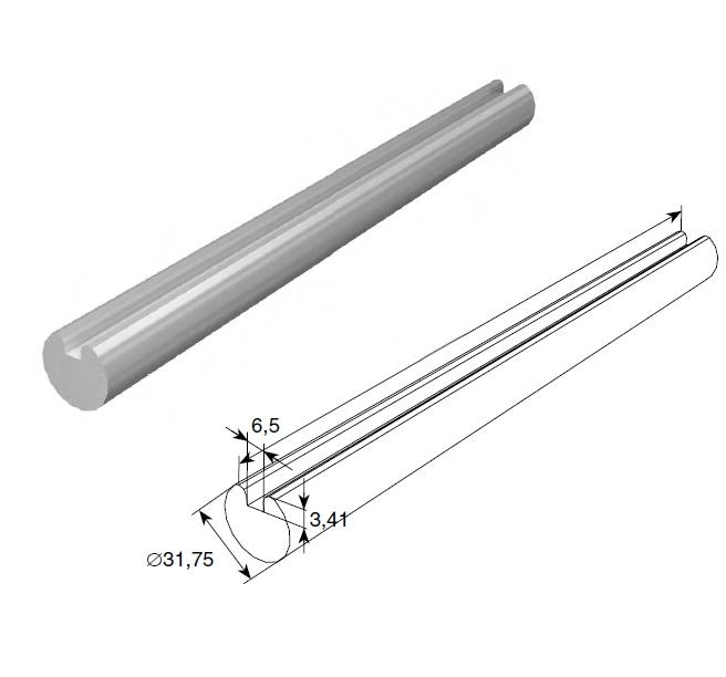 Вал полнотелый 1,25" с пазом под шпонку