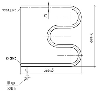 Электрический полотенцесушитель М-образный 500х600